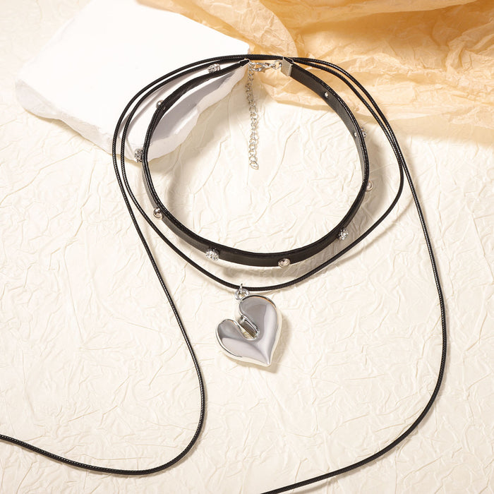 Wholesale Western Denim Style Personalized Trend Love Pendant Two-piece Necklace