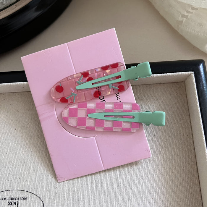 Wholesale 2 plaid hair clips, cute makeup clips, no trace clips, hair accessories