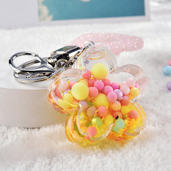 Wholesale Quicksand-Filled Oil Bottle Acrylic Keychain Accessory