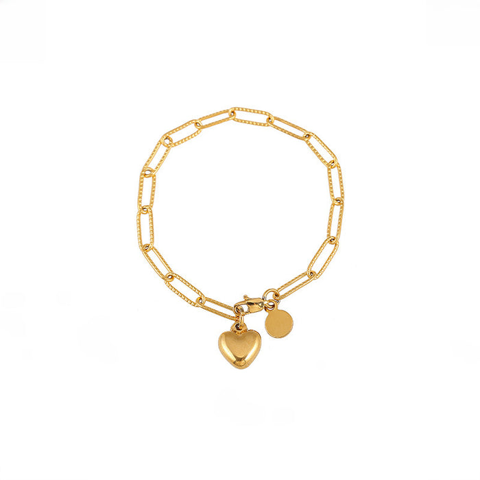 Wholesale Simple stainless steel titanium steel heart-shaped pendant bracelet for women