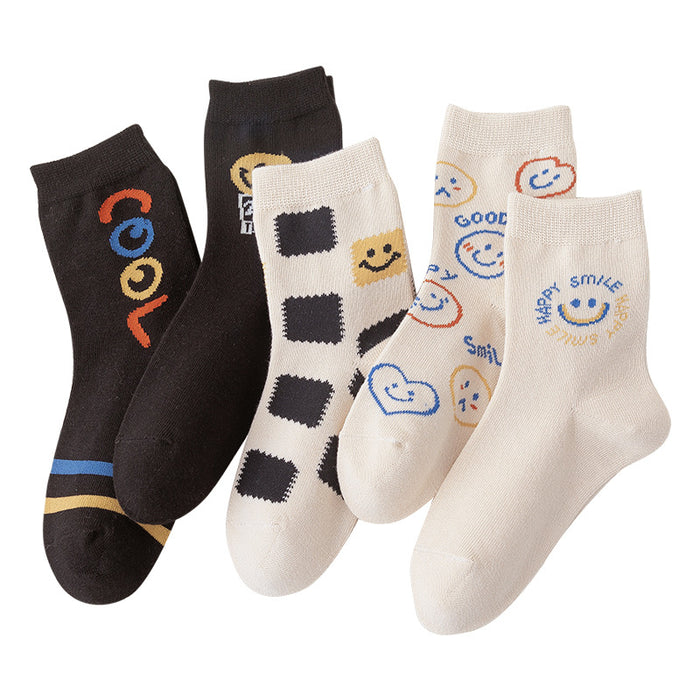 Wholesale Children's Smiling Face Combed Cotton Mid Tube Baby A-level Breathable Cotton Socks for Boys and Girls JDC-SK-SL009