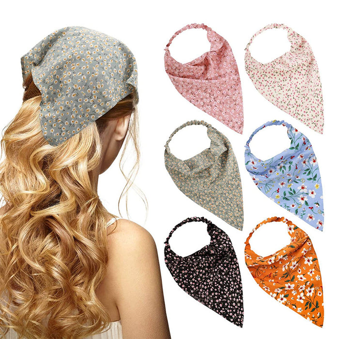 Wholesale band headscarf women's thin floral cloth triangle scarf hair accessories batch