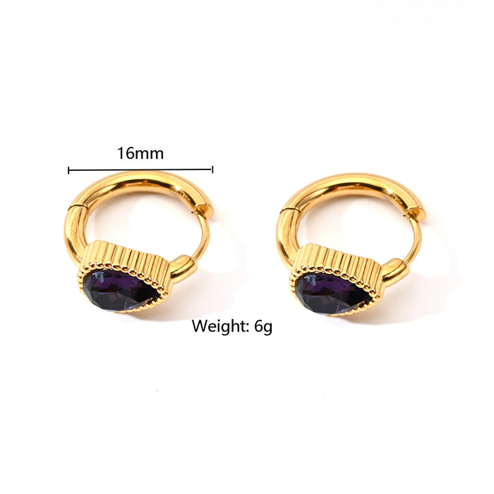 Wholesale Stainless steel heart-shaped earrings with niche temperament, fashionable personality, light luxury, heart studded diamond earrings wholesale