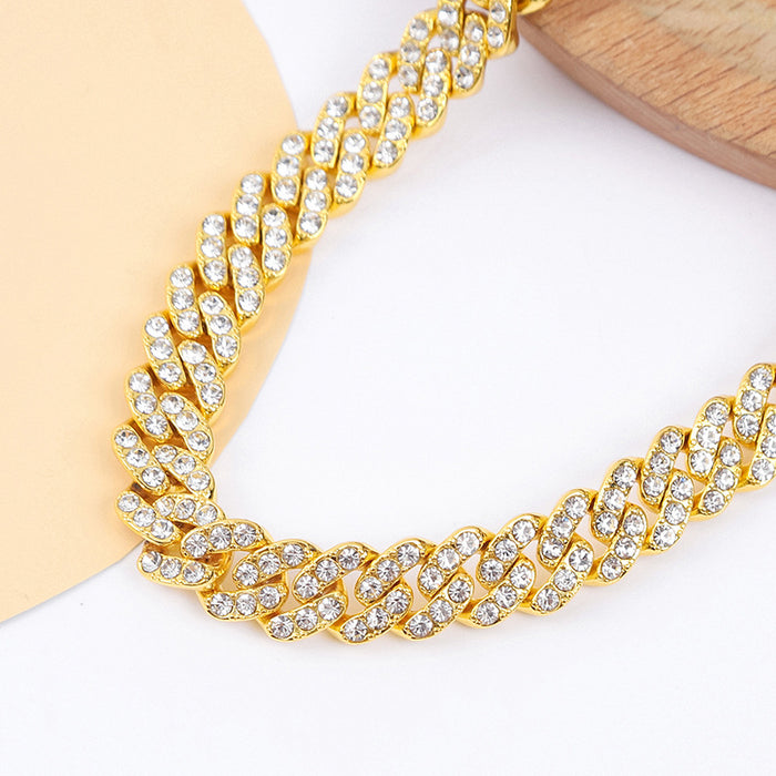 Wholesale 9mm Single Row Diamond Alloy Men's Necklace JDC-NE-QingR013