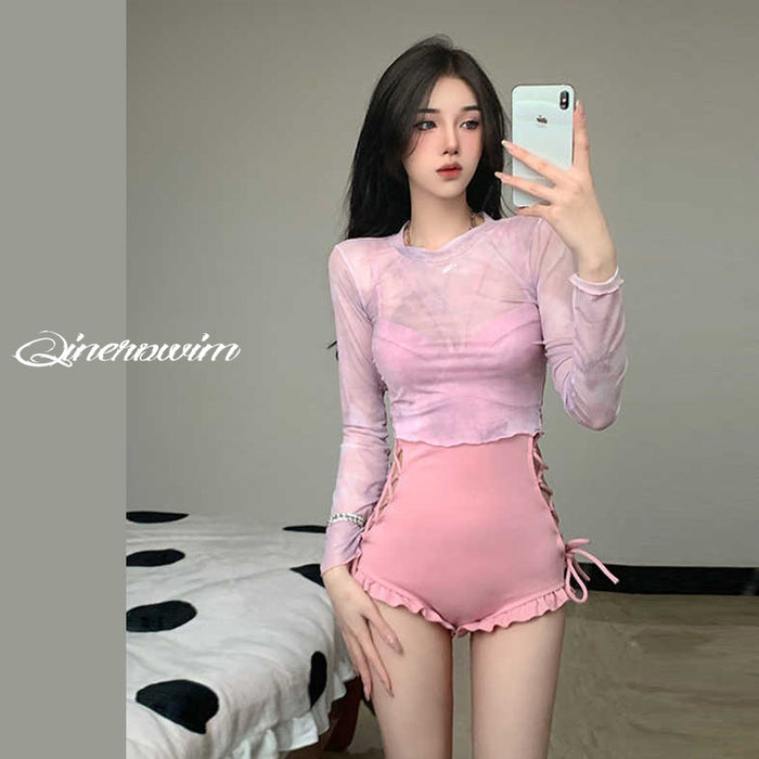 Wholesale Swimsuit one-piece two-piece set with long sleeves and sun protection steel support