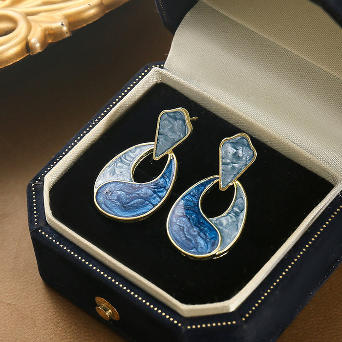 Wholesale Color blocking earrings, niche design, high-end earrings and accessories