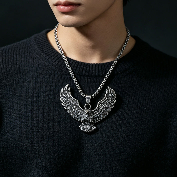 Wholesale Vintage Eagle Pendant Necklace Stainless Steel Punk Hip Hop Men S Fashion Accessory