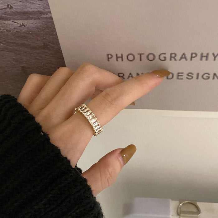 Wholesale Light luxury metallic feel, high-end adjustable opening geometric rectangular zircon ring