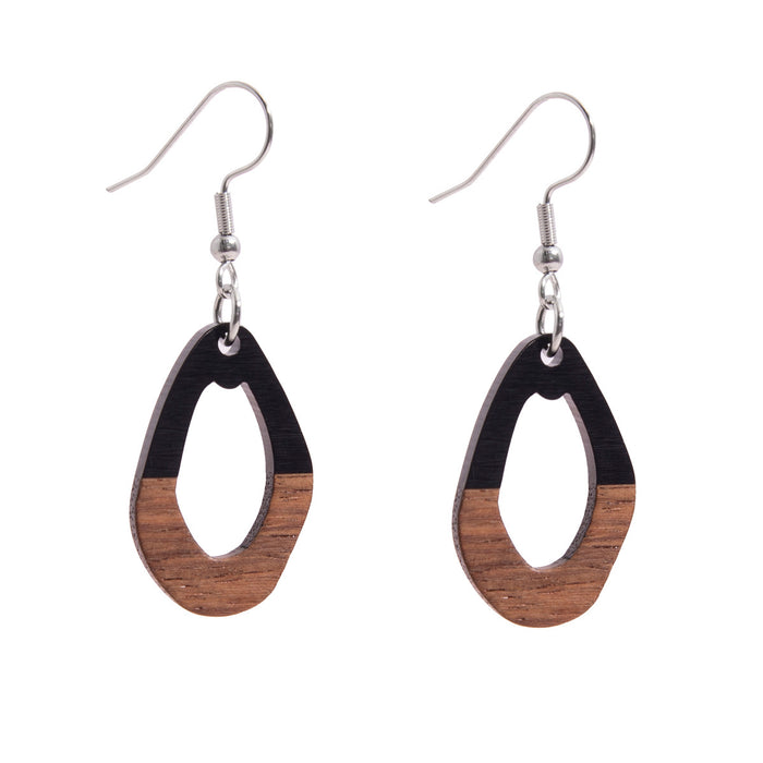 Wholesale Vintage Personalized Splicing Wooden and Resin Shaped Water Drop Earrings DIY Earrings Accessories