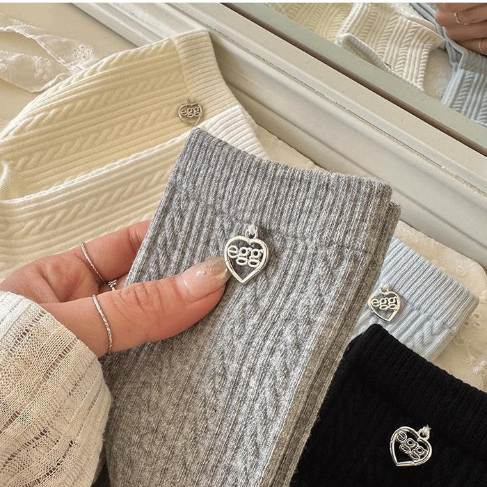 Wholesale Love button socks, middle tube socks, Fried Dough Twists cotton pile socks