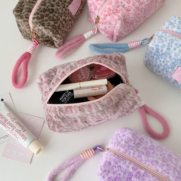 Wholesale Leopard-Print Plush Cosmetic Tote Bag
