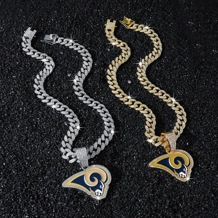 Wholesale Hip-Hop Football Team Logo Necklace