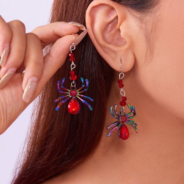 Wholesale Halloween earrings fashion saints creative color spider earrings