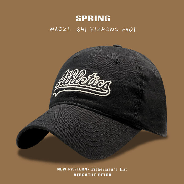 Wholesale Vintage baseball cap with widened embroidered letters, versatile sun shading duckbill cap