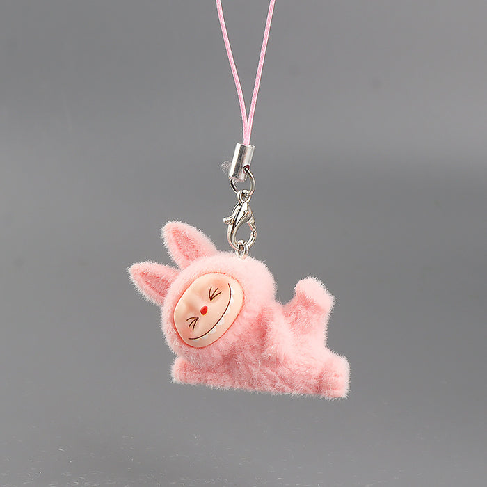 Wholesale Resin flocked side-lying yoga cartoon keychain
