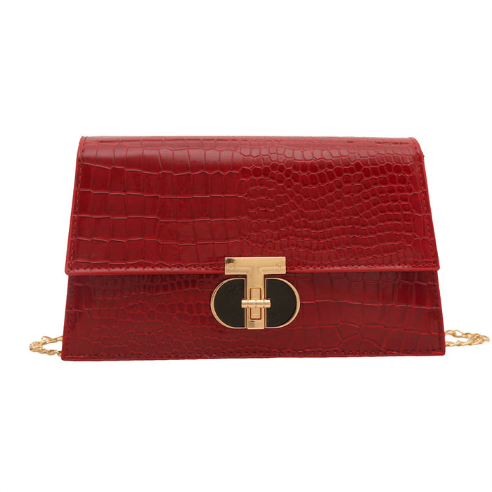 Wholesale Crocodile-patterned chain shoulder crossbody small square bag