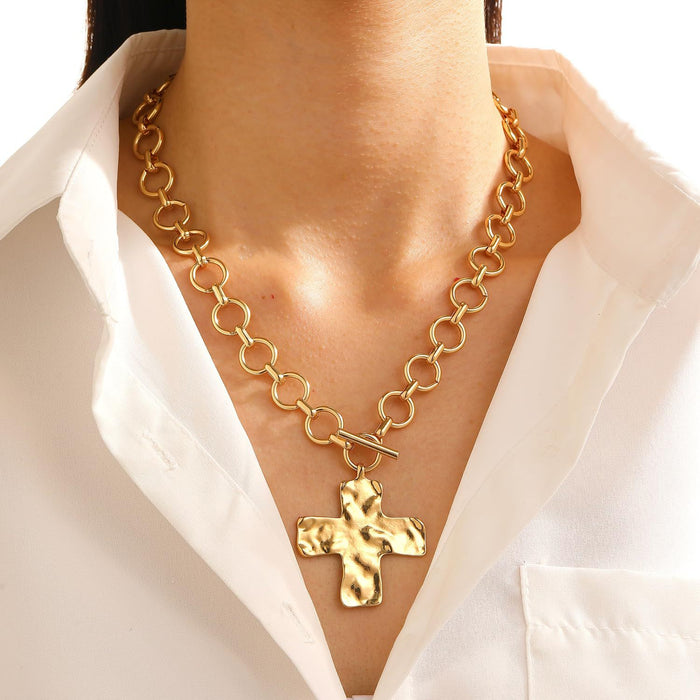 Wholesale Jewelry Cross Alloy Pendant Necklace Cool Style Simple Fashion Clavicle Chain