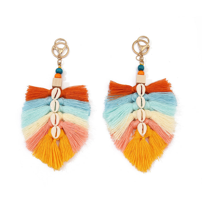 Wholesale Bohemian Natural Shell Tassel Keychain JDC-KC-ZhenZhen004