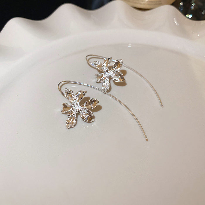 Wholesale Metallic Iris Flower Ear Hook Earrings Flower Earrings for Women