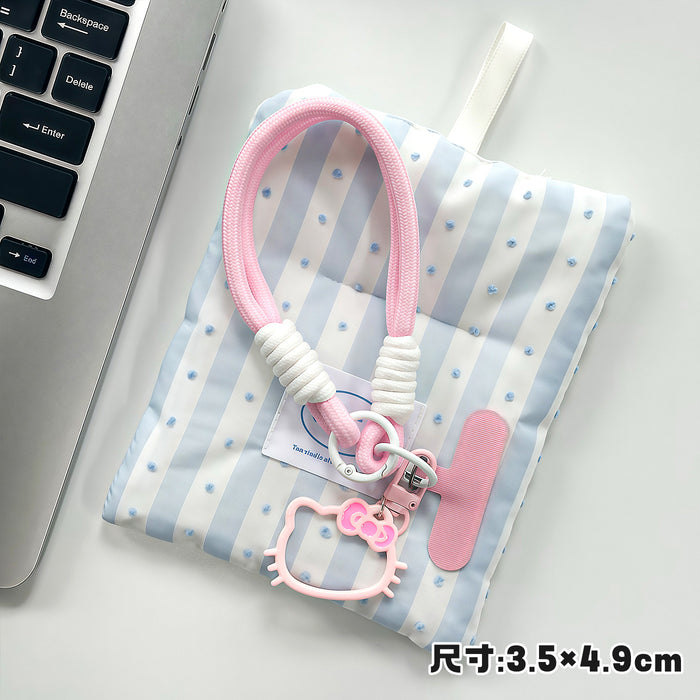 Wholesale Cute Cartoon Cat Phone Lanyard With Bag Charm Plastic Resin Double Clip Woven Wrist Strap Fashion Accessory For Girls Decorative Gift