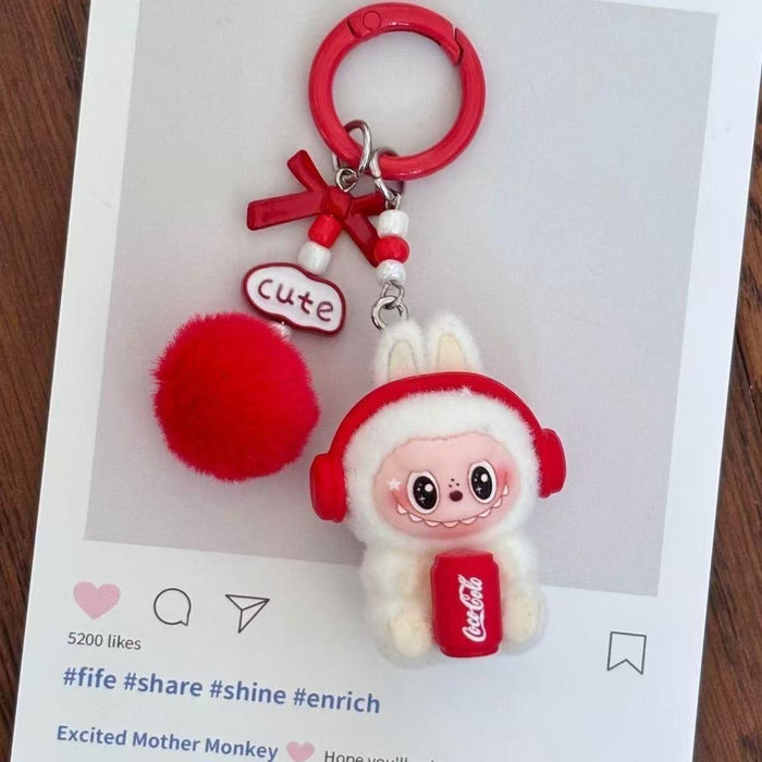 Wholesale Cute sitting posture cartoon flocked keychain