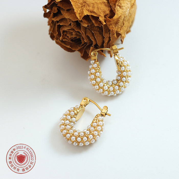 Wholesale Imitation Pearl Accessible U-Shaped Earrings