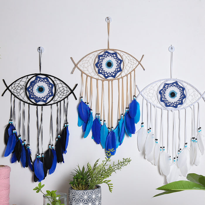 Wholesale Bohemian Evil Eye Dream Catcher Wall Decor Blue