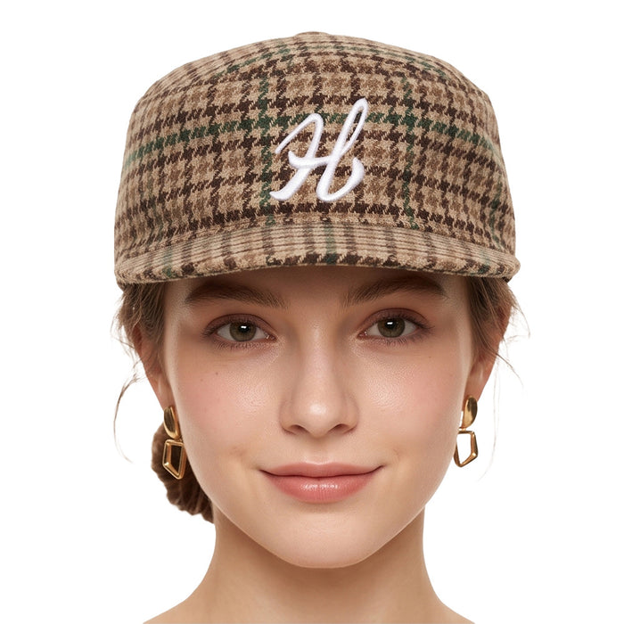 Wholesale Retro Houndstooth Leopard Print Embroidered Baseball Cap