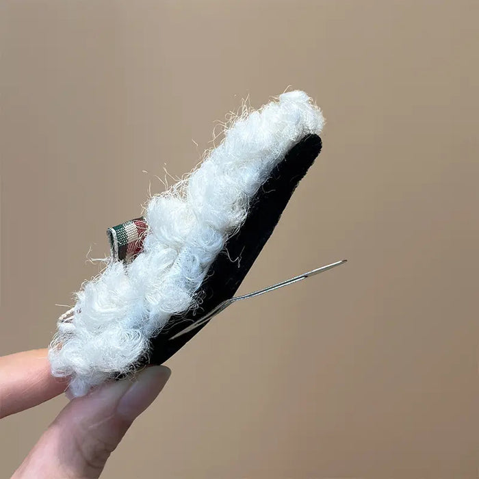 Wholesale Plush bow button hair clip