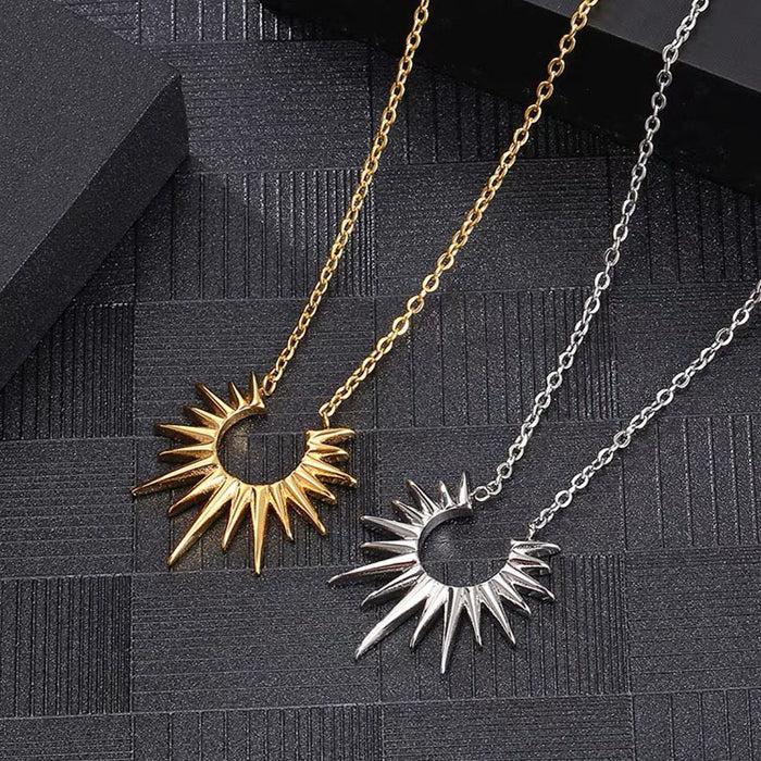 Wholesale Sunflower necklace with retro open collarbone chain design, high-end and versatile pendant collarbone chain