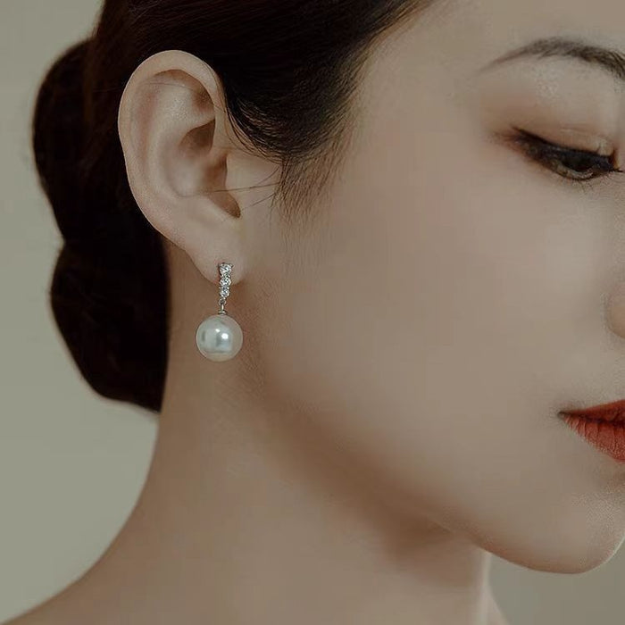 Wholesale   Pearl S925 Silver Ear Women's  Simple  Earrings High-end Earrings