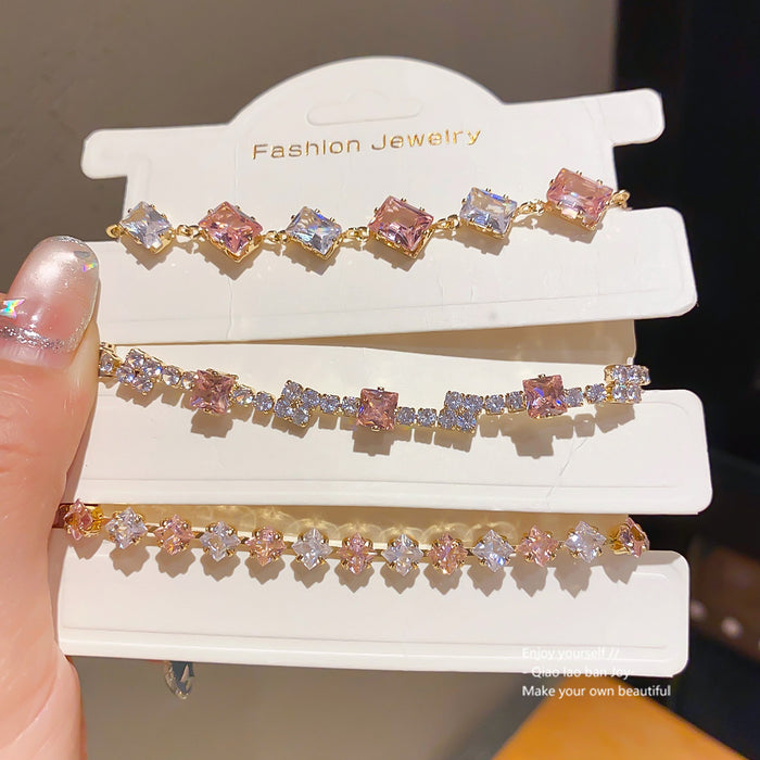 Wholesale Cubic Zirconia Square Oval Bracelet Rhinestone Bangle Jewelry Accessory
