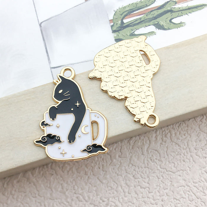 Wholesale  Mixed 10 cartoon black and white cat jewelry pendant earrings necklace pendant