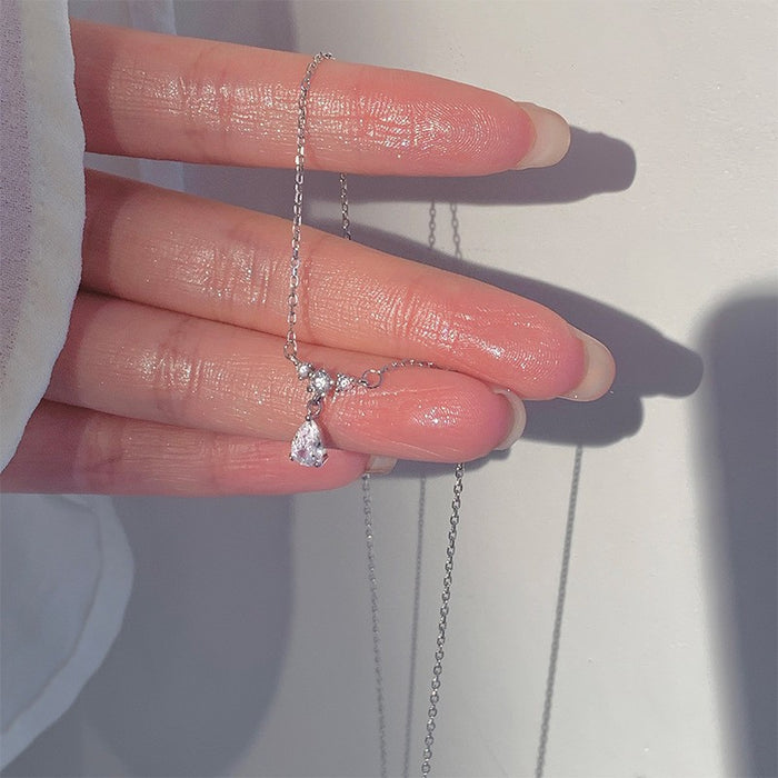 Wholesale  Zircon Water Drop Necklace Cold Style  Clavicle Chain for Women
