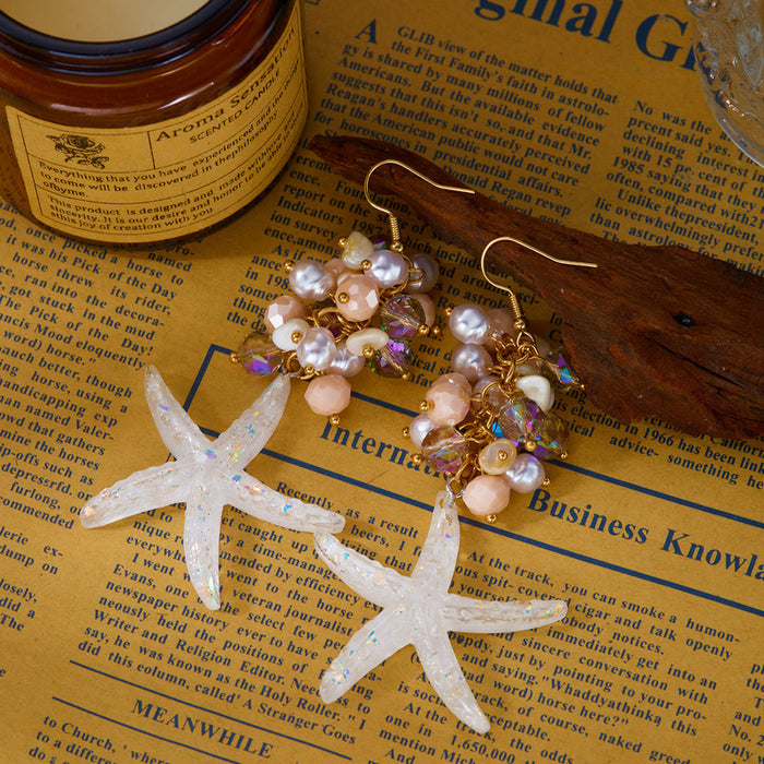 Wholesale Summer Seashell Earrings with Simulated Pearl and Crystal Beach Style