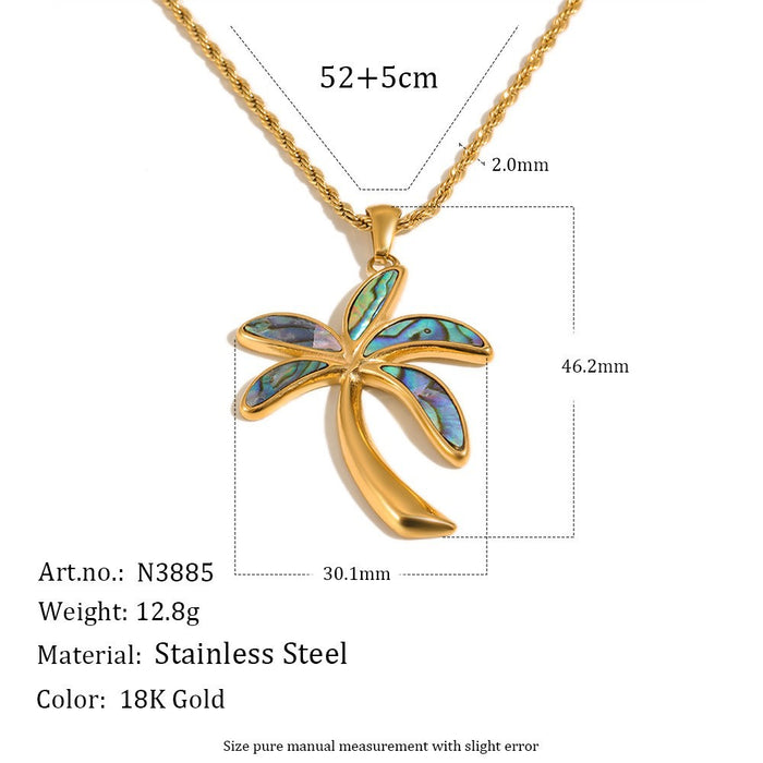 Wholesale Stainless Steel  Abalone Pattern Heart-Shaped Earrings Gold Plated Elegant Niche Light Luxury Necklace