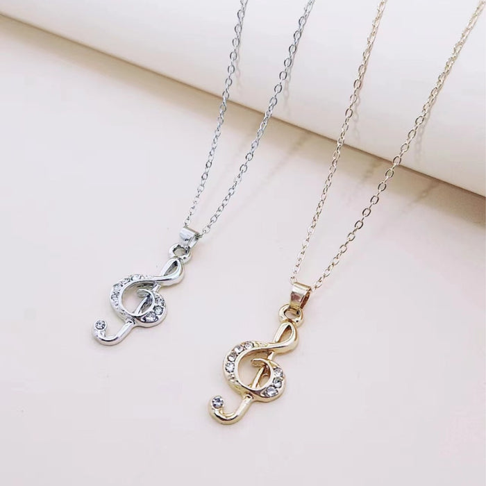 Wholesale Diamond Music Symbol Pendant Zinc Alloy Necklace JDC-NE-JiuWei001