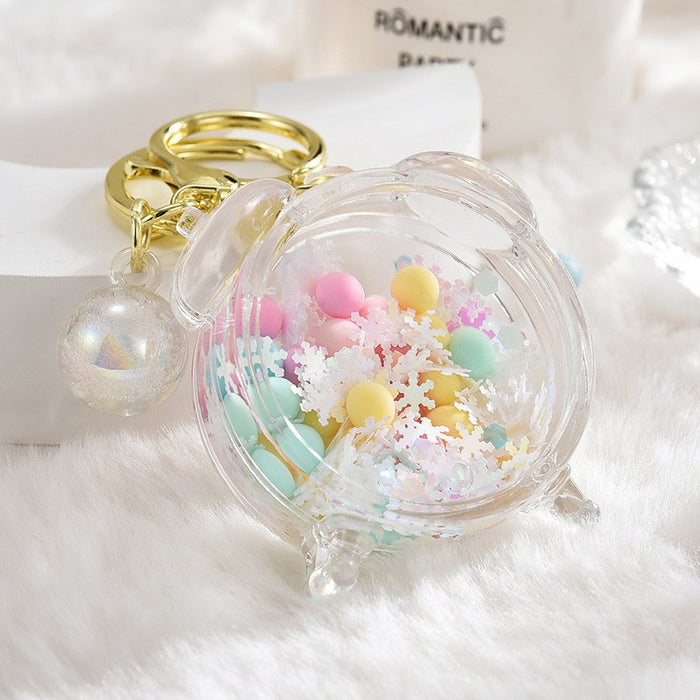 Wholesale Acrylic oil bottle candy Bean astronaut keychain