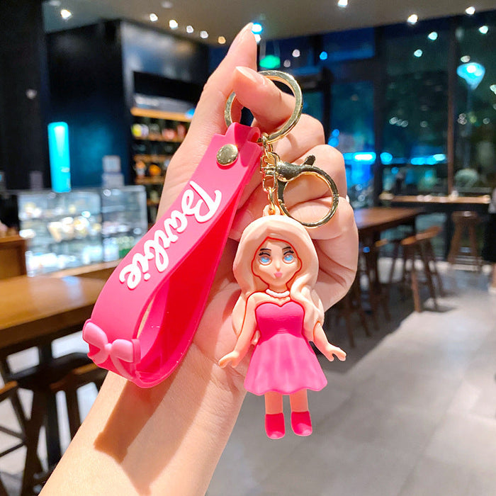 Wholesale 2023 New Pink Princess Girl Silicone Keychains JDC-KC-GongZe002