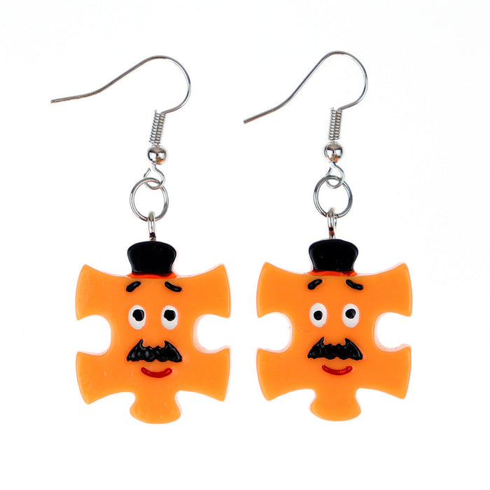 Wholesale Earrings Resin Fun Cute Colorful Cartoon Building Blocks Puzzle (M) JDC-ES-niqing016