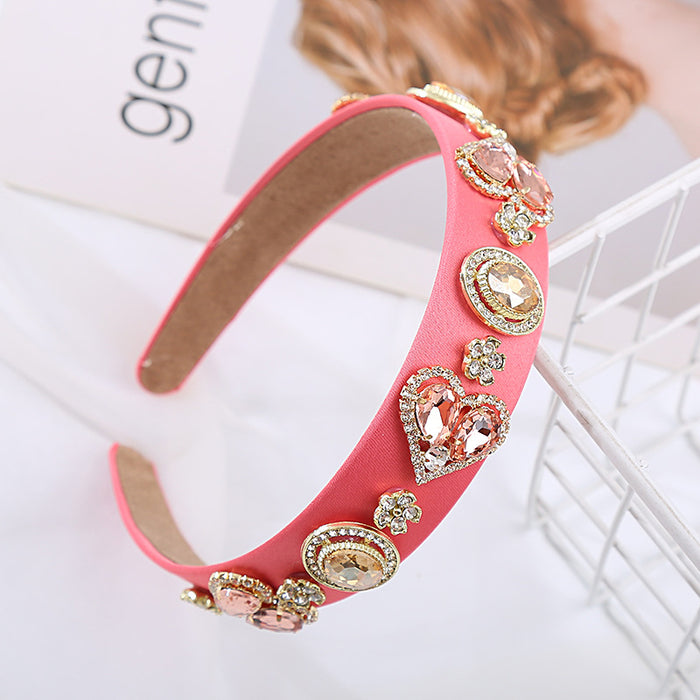Wholesale Glass rhinestone heart-shaped headband for Valentine' s Day