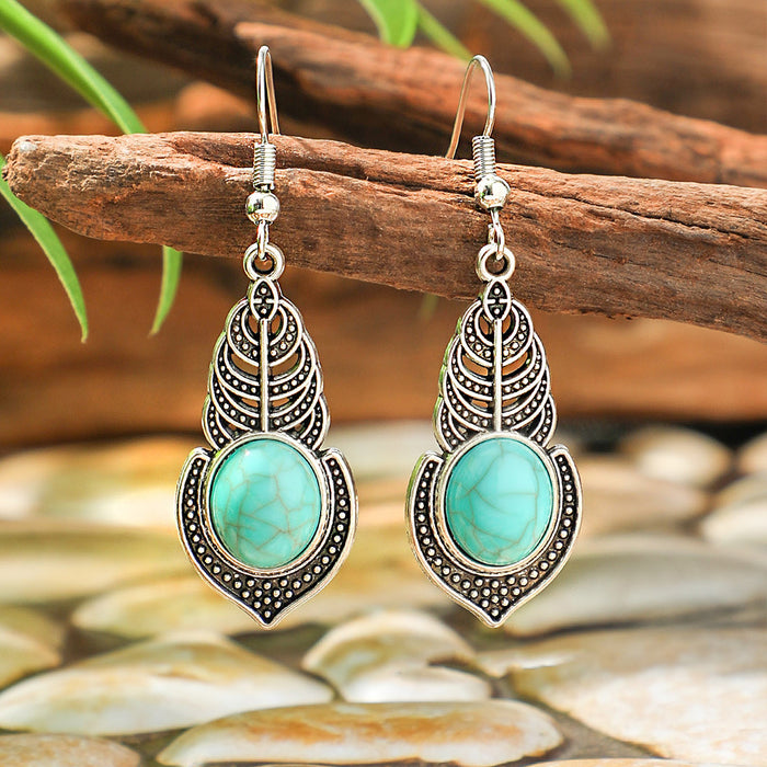 Wholesale 2pcs Bohemian Turquoise Retro Distinctive Earrings