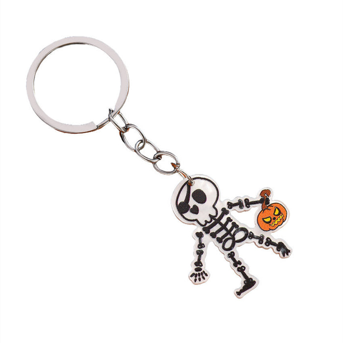 Wholesale Acrylic  Skull Keychain with  Web Design Party Decorative Accessory MOQ:2