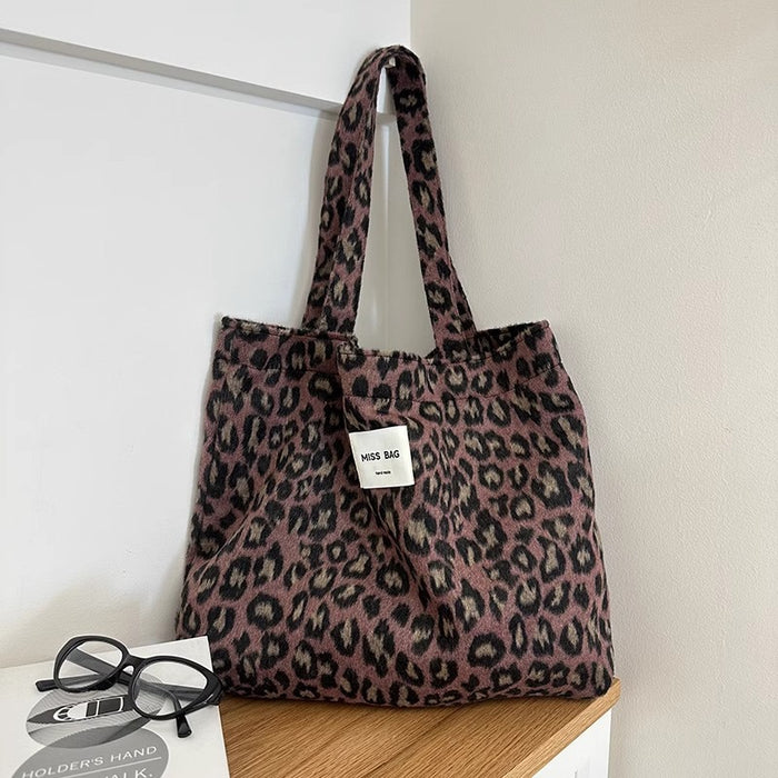 Wholesale Simple Woolen Handbag Large Capacity Classic Plaid Wool Shoulder Bag