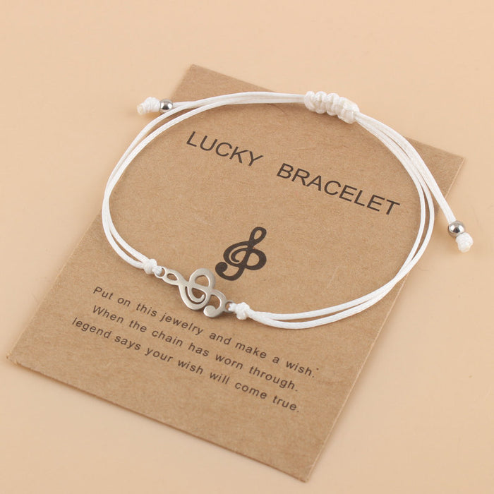 Wholesale Woven Adjustable Wax Line Bracelet Stainless Steel Music Symbol Bracelet