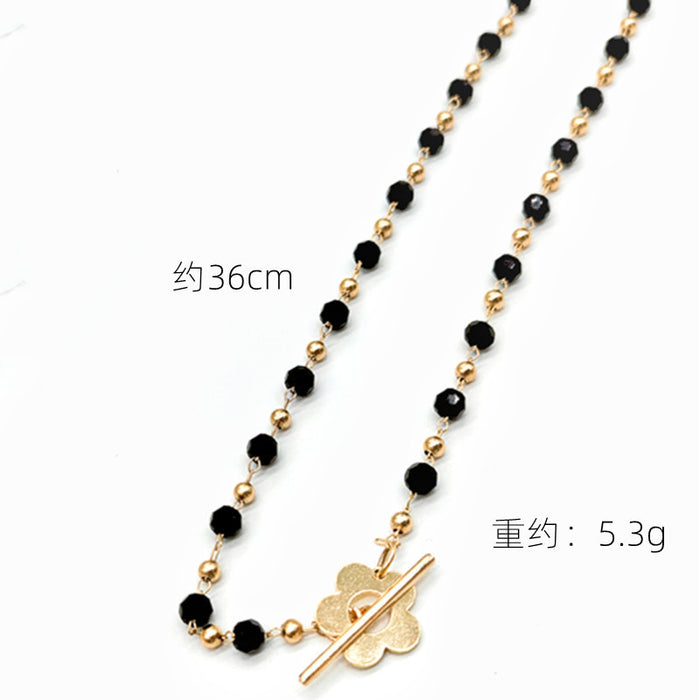 Wholesale New Jewelry Colored Crystal Glass Bead Chain OT Buckle Necklace Neck Chain Collar