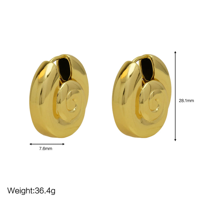 Wholesale 2PCS 18K Gold Brass Exaggerated Spiral Snail Earrings JDC-ES-BaiYi011