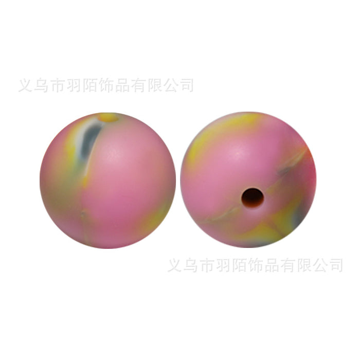 Wholesale 50pcs Rainbow Mixed Color Leopard Print Series Silicone Balls JDC-BDS-HongZhou018