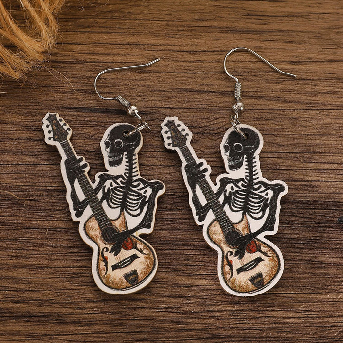 Wholesale  Gothic Skull Flamingo Pumpkin Ghost Pendant Wooden Holiday Earrings