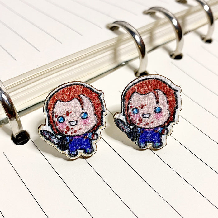 Wholesale  wooden stud earrings printing exaggerated holiday earrings